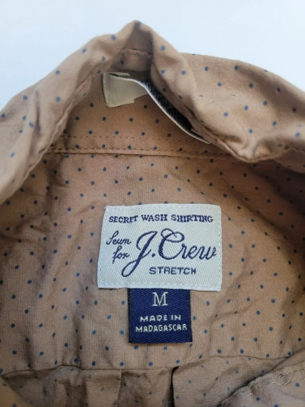 J. Crew Light Brown with Polka Dot Collared Long Sleeve Button Down Shirt Size M